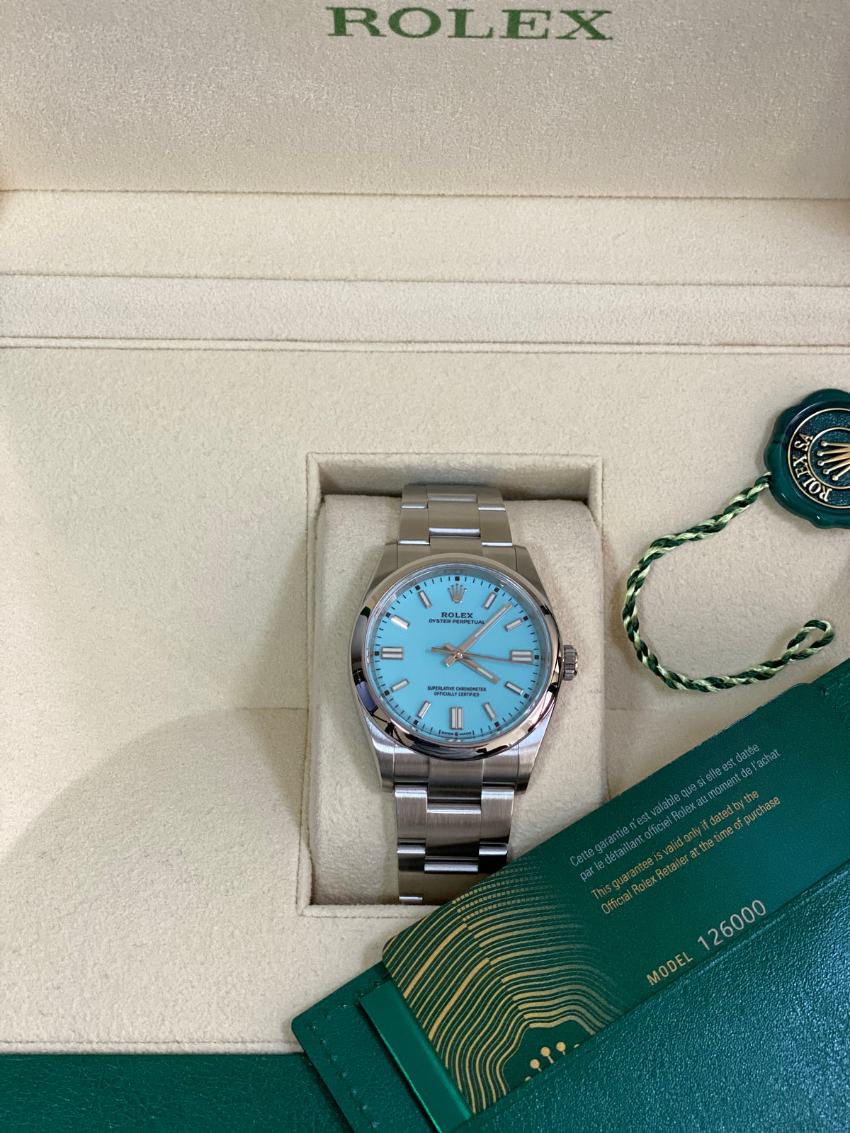 Rolex Oyster Perpetual 36 - 2023 - Domed Bezel - Tiffany Dial - Oyster Bracelet - 126000