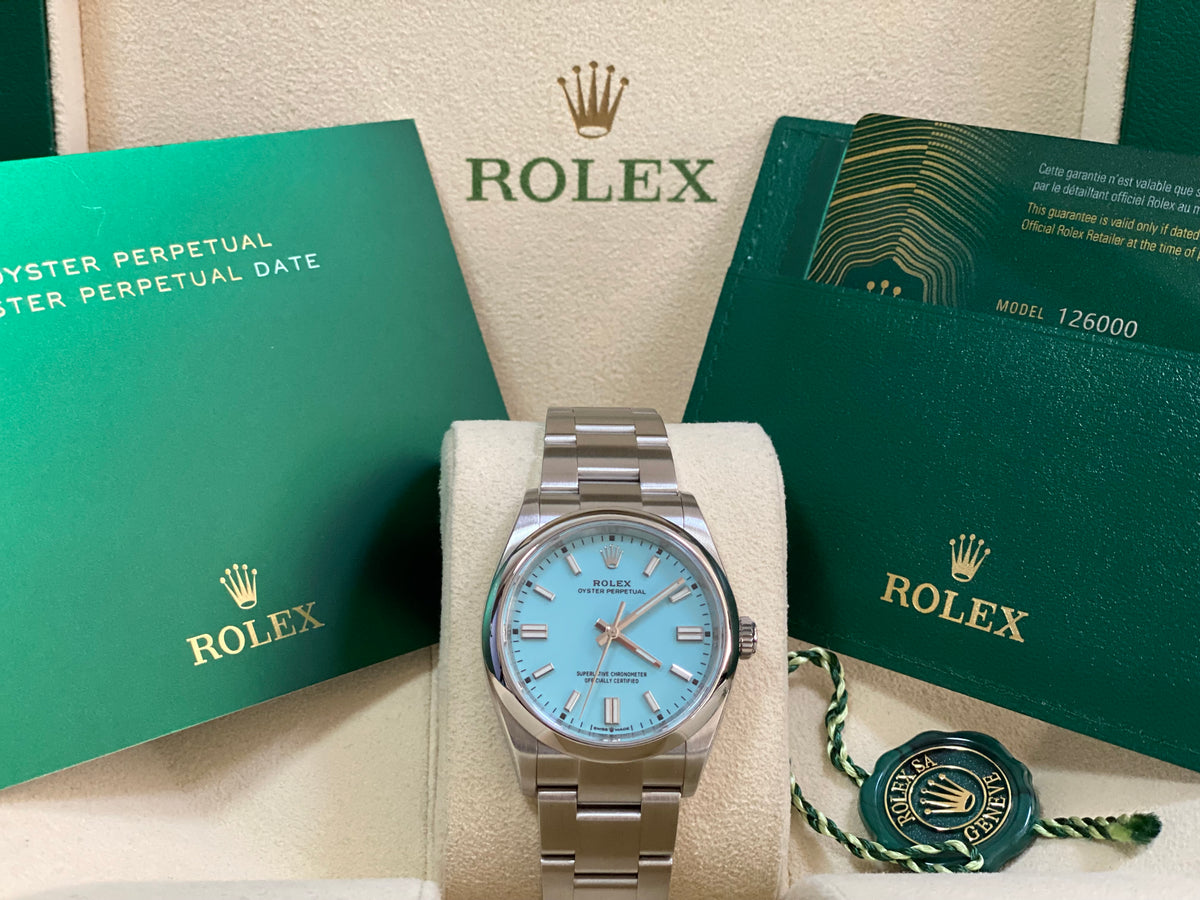 Rolex Oyster Perpetual 36 - 2023 - Domed Bezel - Tiffany Dial - Oyster Bracelet - 126000