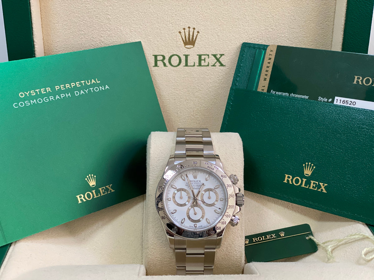 Rolex Steel Cosmograph Daytona - White Index Dial - "OPEN CARD" 116520