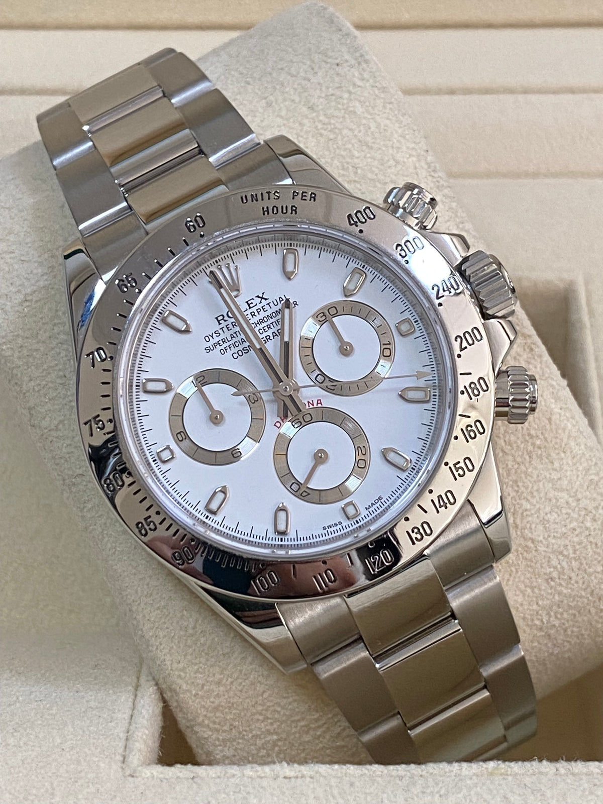 Rolex Steel Cosmograph Daytona - White Index Dial - "OPEN CARD" 116520