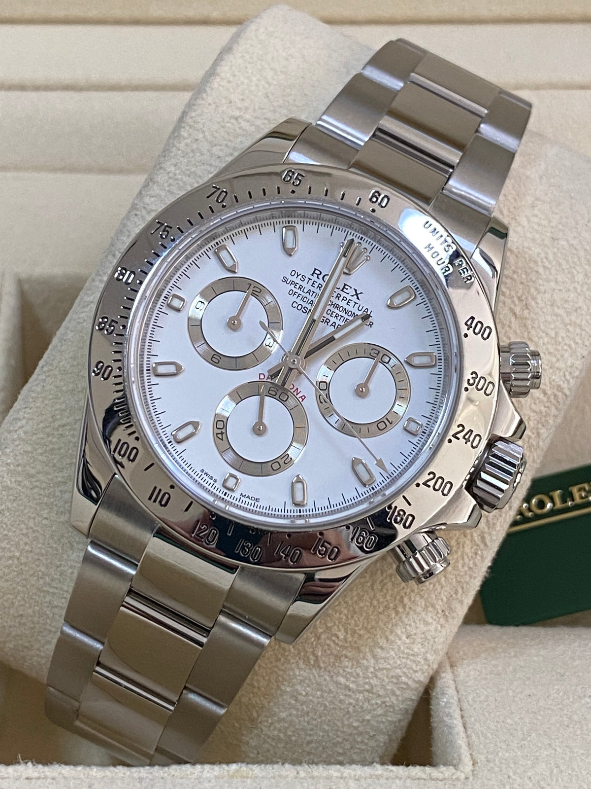 Rolex Steel Cosmograph Daytona - White Index Dial - "OPEN CARD" 116520