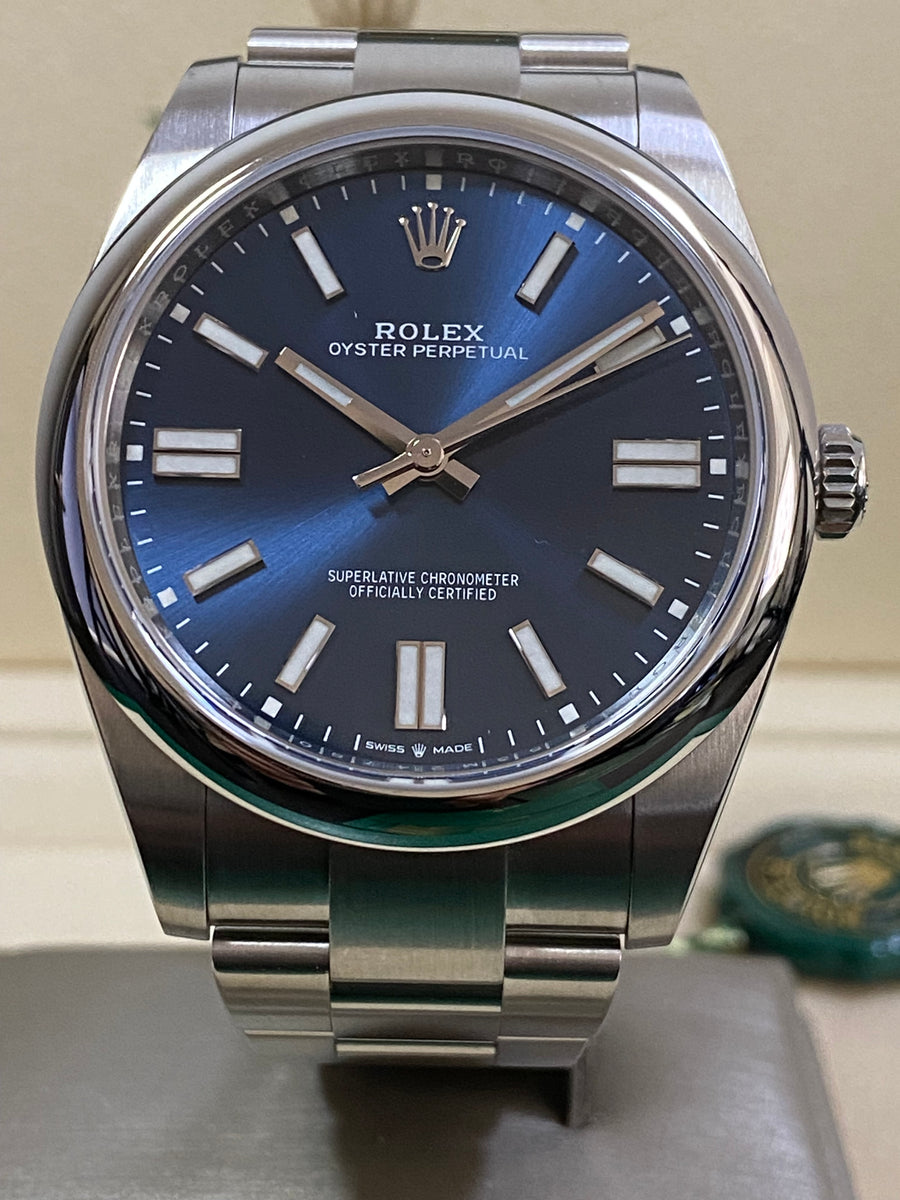 Rolex Oyster Perpetual 41 - 2023 - Domed Bezel - Bright Blue Index Dial - Oyster Bracelet - 124300