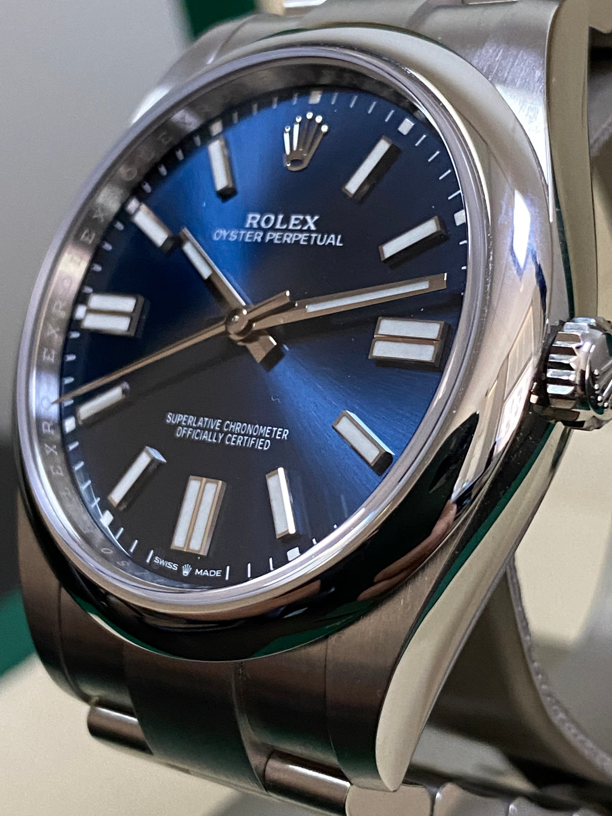 Rolex Oyster Perpetual 41 - 2023 - Domed Bezel - Bright Blue Index Dial - Oyster Bracelet - 124300