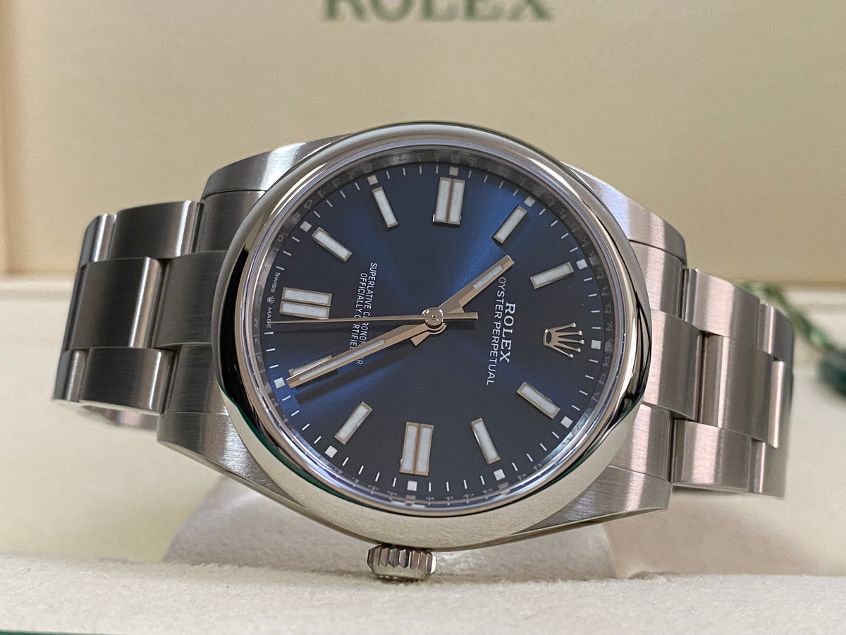 Rolex Oyster Perpetual 41 - 2023 - Domed Bezel - Bright Blue Index Dial - Oyster Bracelet - 124300