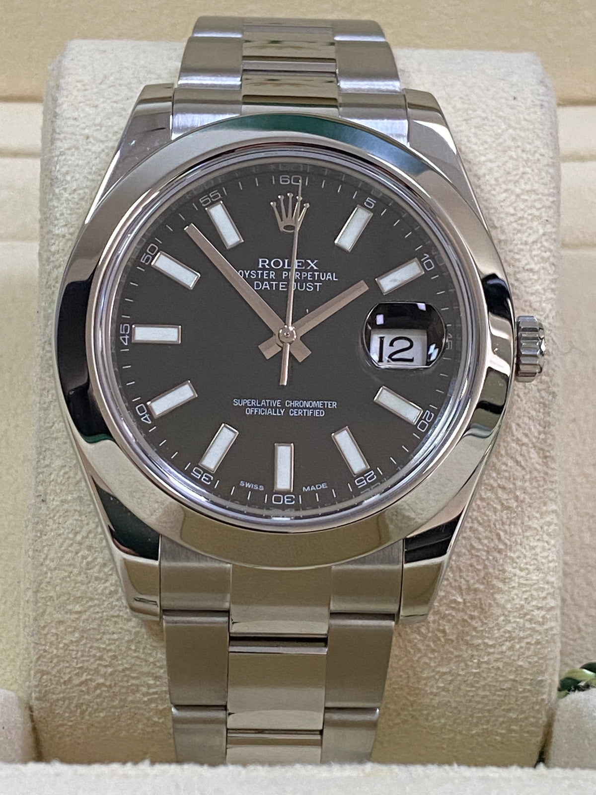 Rolex Steel Datejust II - Smooth Bezel - Black Index Dial - Oyster Bracelet - 116300