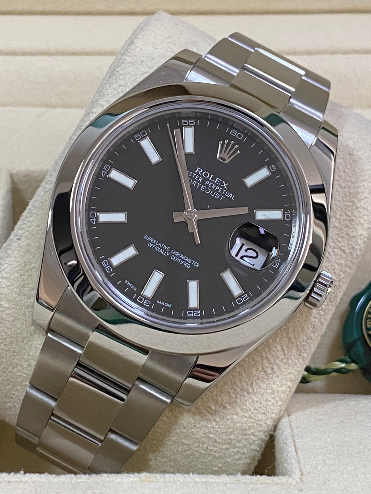 Rolex Steel Datejust II - Smooth Bezel - Black Index Dial - Oyster Bracelet - 116300