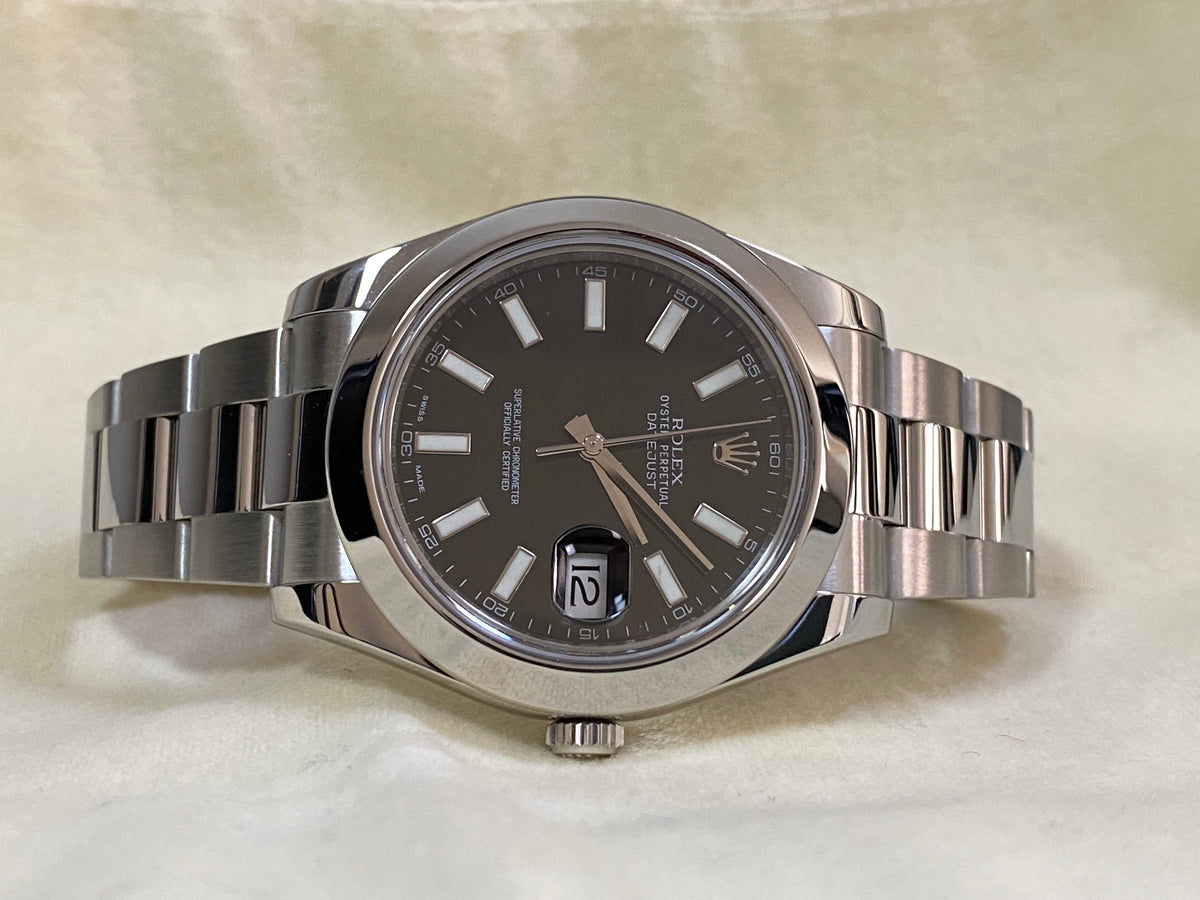 Rolex Steel Datejust II - Smooth Bezel - Black Index Dial - Oyster Bracelet - 116300