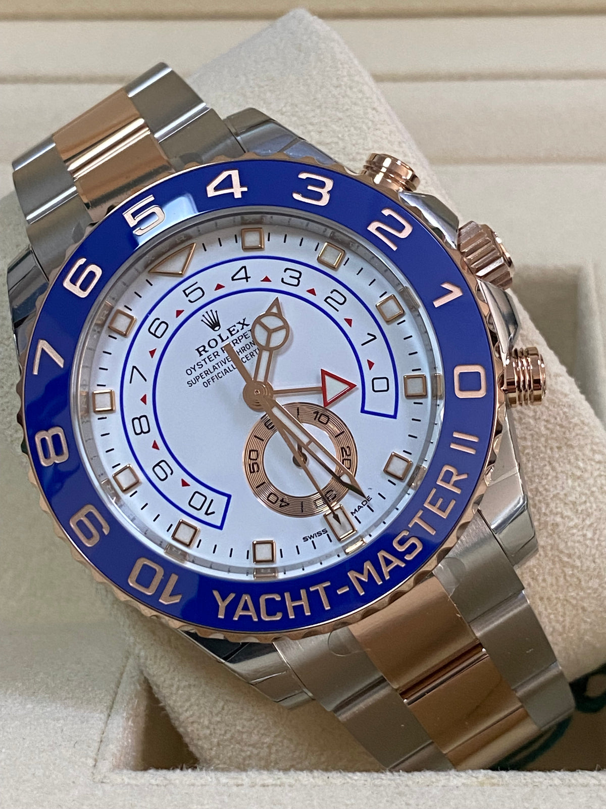 Rolex Steel and Everose Gold Yacht-Master II - 2023 - White Dial - 116681 *FULL STICKERS*