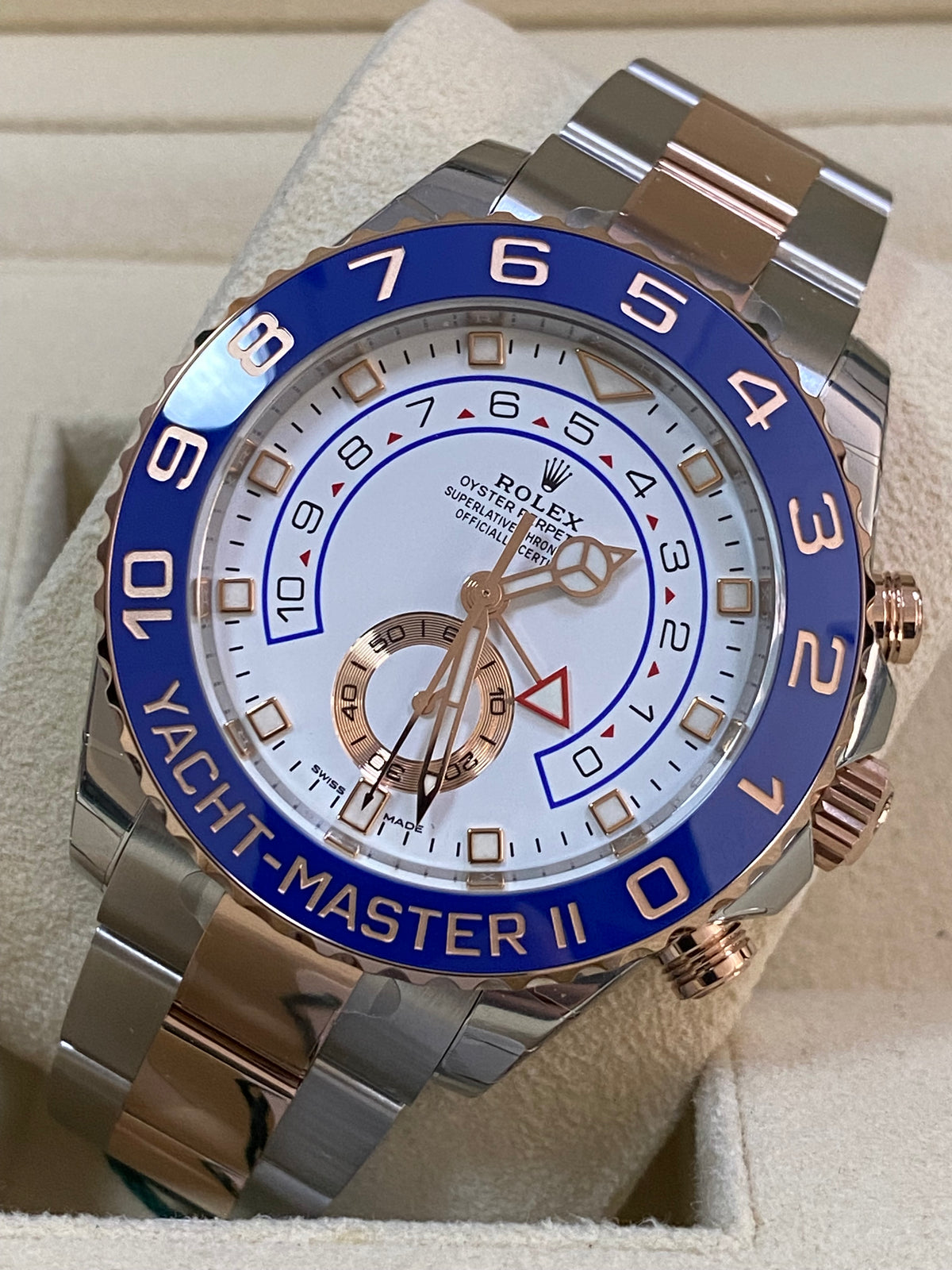 Rolex Steel and Everose Gold Yacht-Master II - 2023 - White Dial - 116681 *FULL STICKERS*