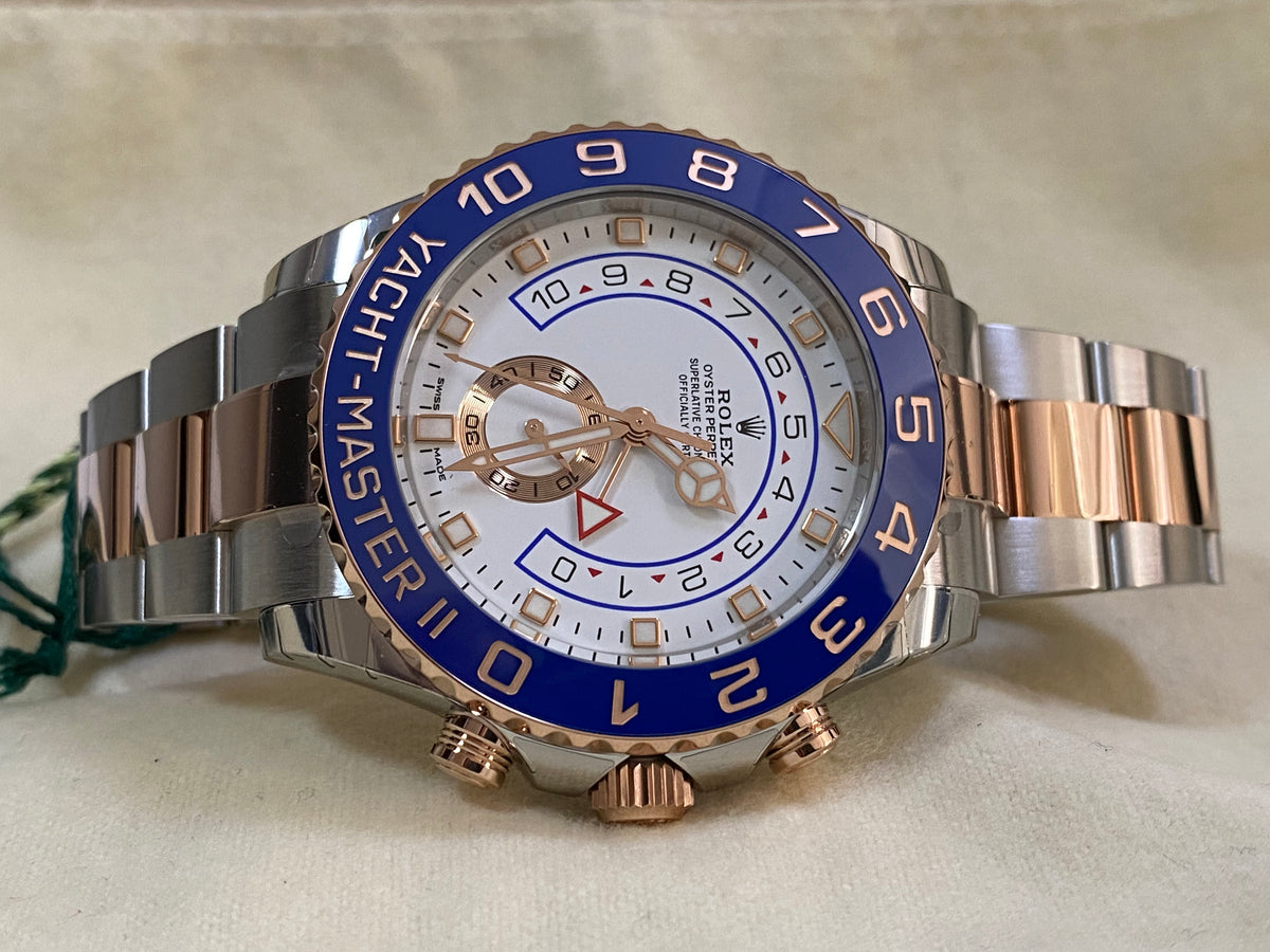 Rolex Steel and Everose Gold Yacht-Master II - 2023 - White Dial - 116681 *FULL STICKERS*