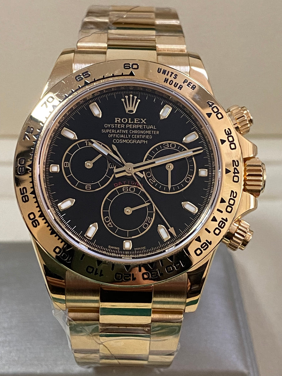 Rolex Yellow Gold Cosmograph Daytona - 2023 - Black Index Dial - 116508