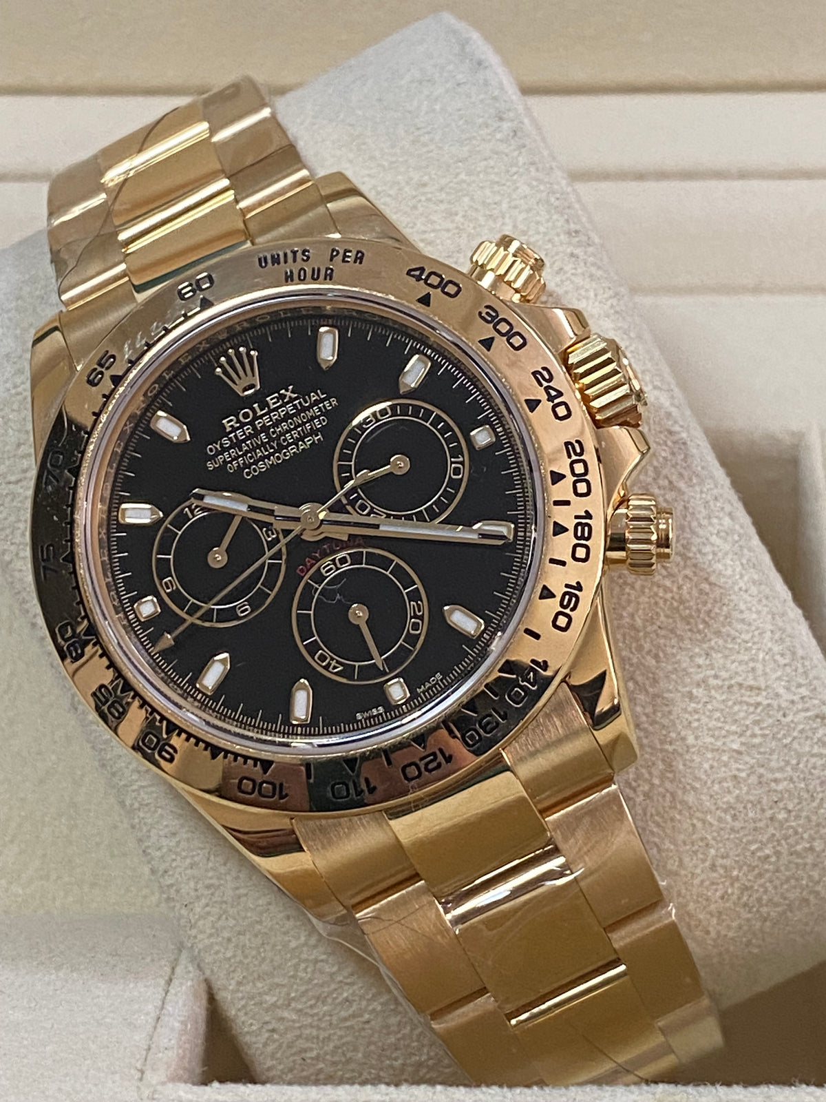 Rolex Yellow Gold Cosmograph Daytona - 2023 - Black Index Dial - 116508