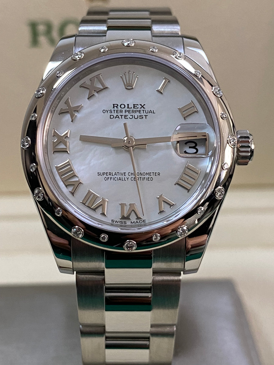 Rolex Steel and White Gold Datejust 31 - 2020 - Diamond Bezel - Mother-Of-Pearl Roman Dial - Oyster Bracelet - 178344