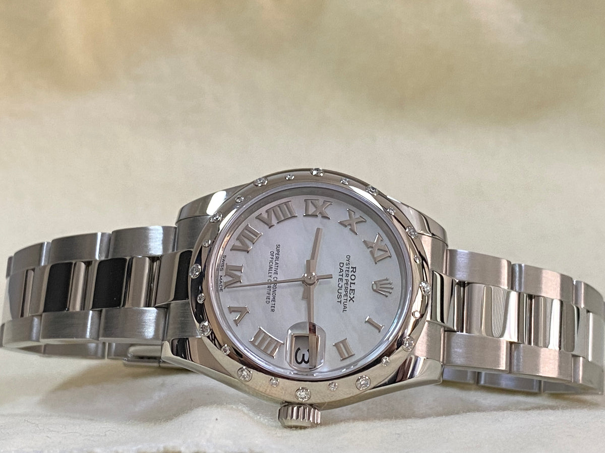 Rolex Steel and White Gold Datejust 31 - 2020 - Diamond Bezel - Mother-Of-Pearl Roman Dial - Oyster Bracelet - 178344