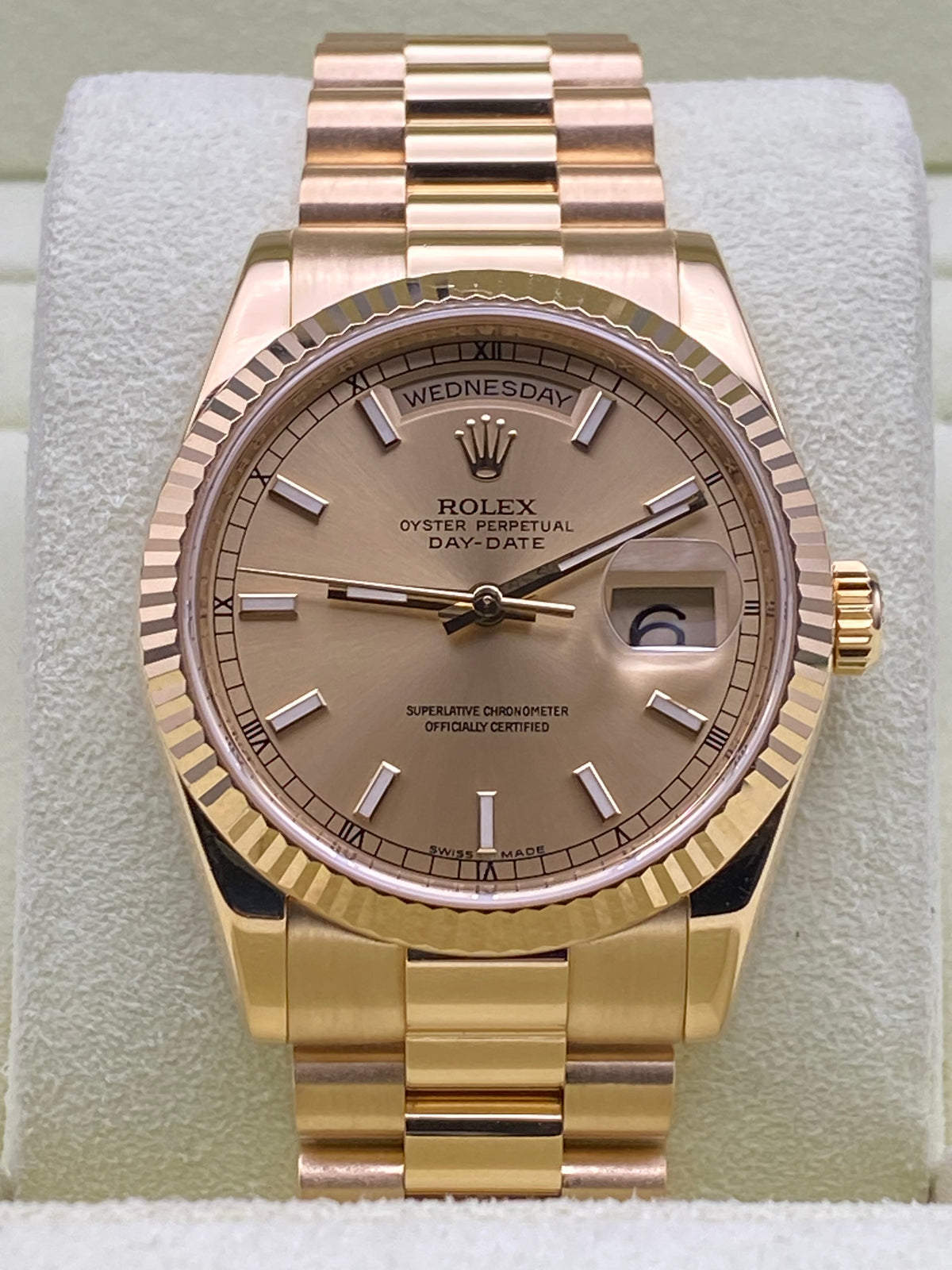 Rolex Yellow Gold Day-Date 36 - 2008 - Fluted Bezel - Champagne Index Dial - President Bracelet - 118238