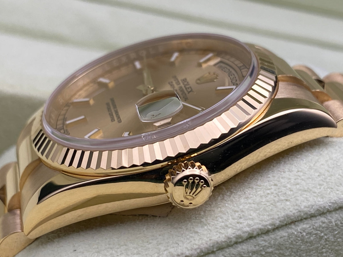 Rolex Yellow Gold Day-Date 36 - 2008 - Fluted Bezel - Champagne Index Dial - President Bracelet - 118238