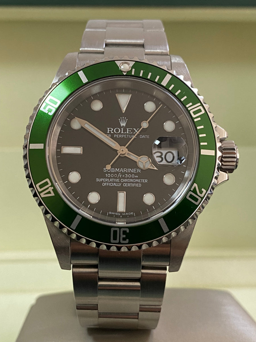 Rolex Steel Submariner Date - 2006 - "Kermit" - Pre-Ceramic Bezel - 16610LV *UNPOLISHED*