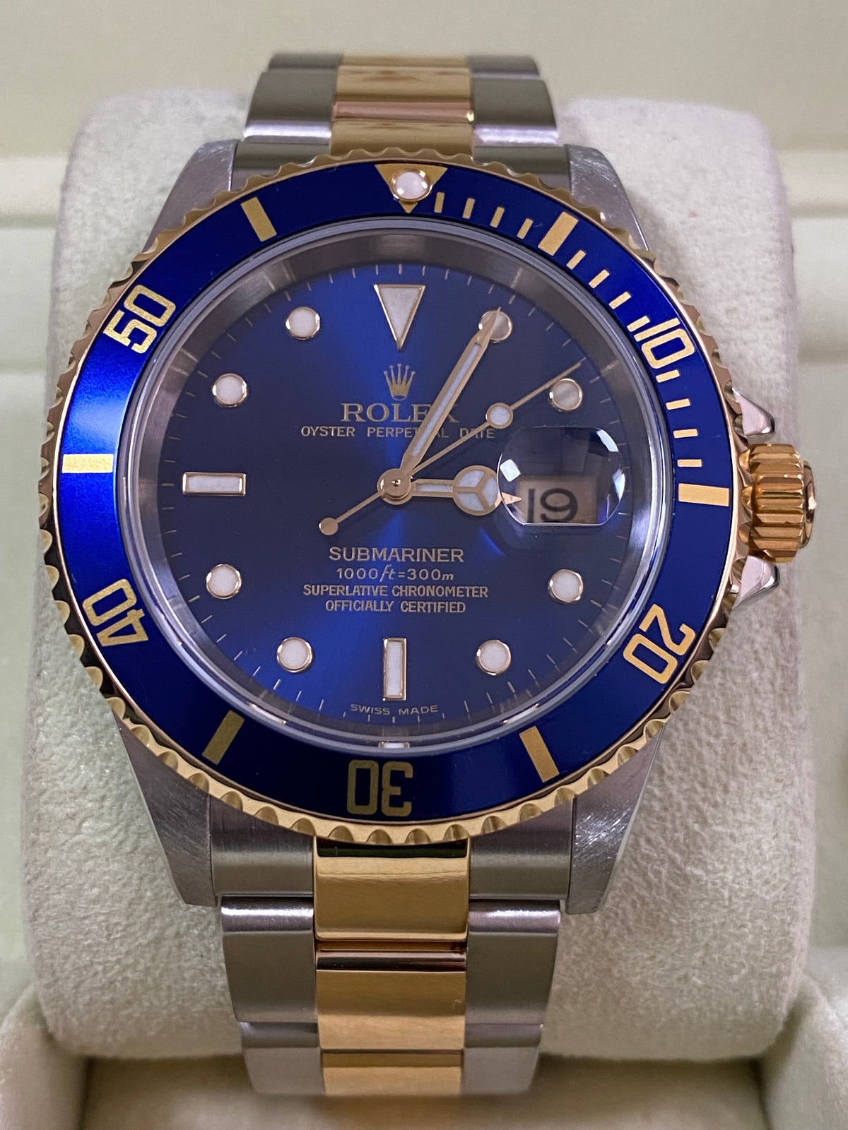 Rolex Yellow Gold and Steel Submariner Date - F serial - Pre Ceramic Blue Bezel - Blue Dial - 16613 *FULL SET*