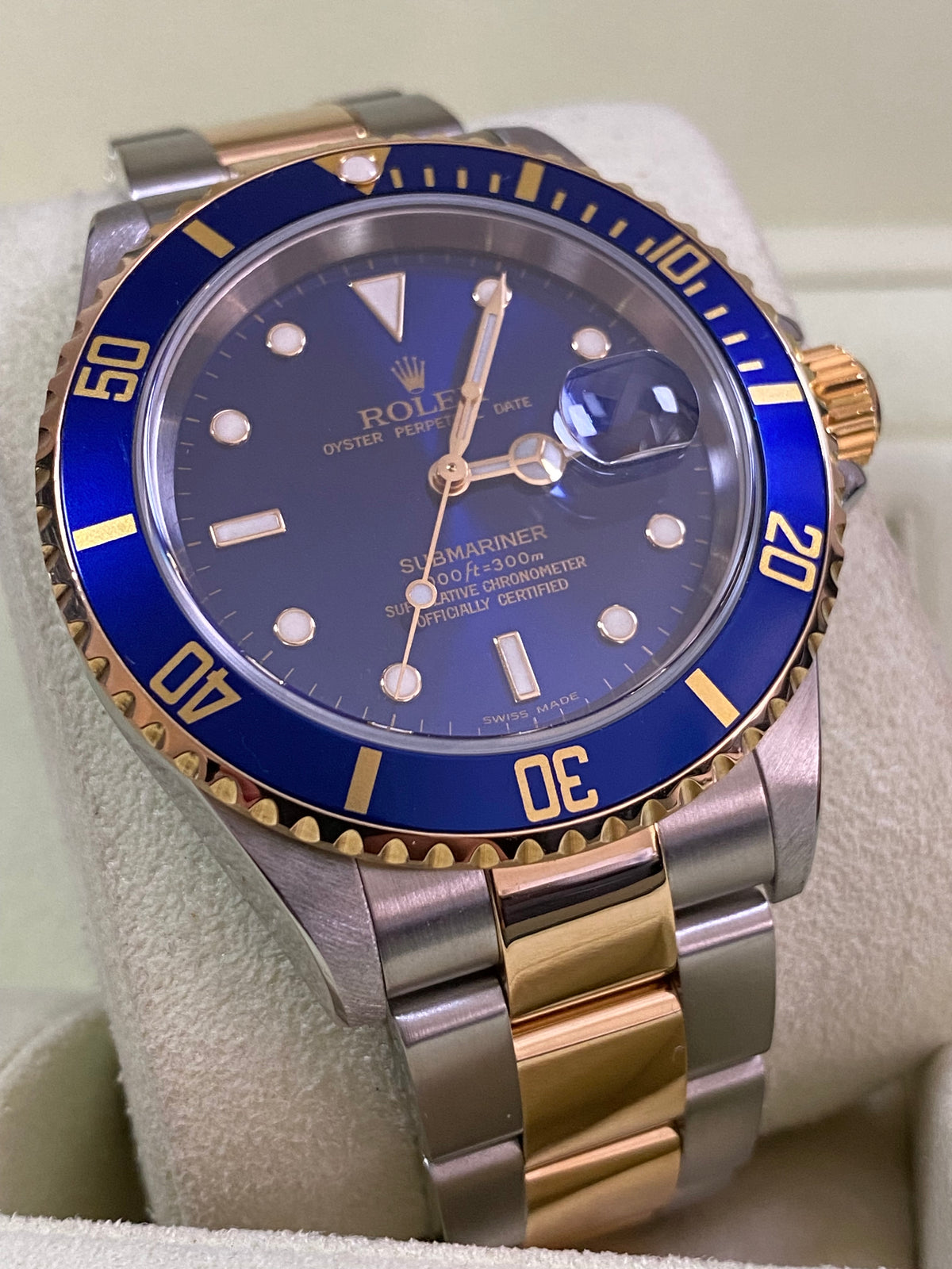 Rolex Yellow Gold and Steel Submariner Date - F serial - Pre Ceramic Blue Bezel - Blue Dial - 16613 *FULL SET*