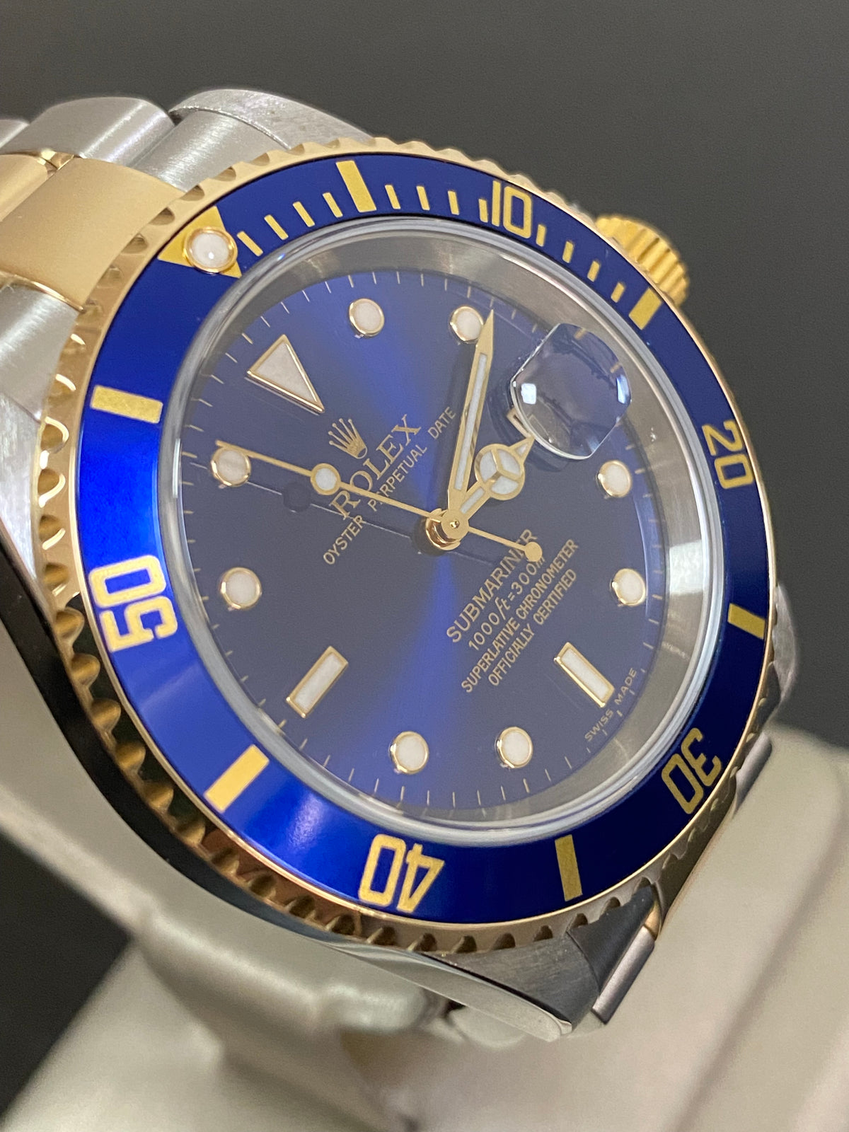 Rolex Yellow Gold and Steel Submariner Date - F serial - Pre Ceramic Blue Bezel - Blue Dial - 16613 *FULL SET*