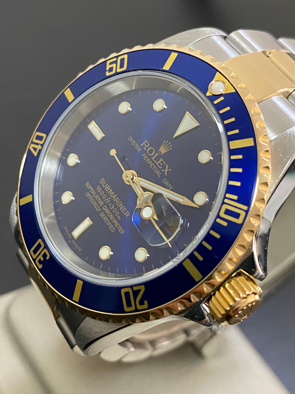 Rolex Yellow Gold and Steel Submariner Date - F serial - Pre Ceramic Blue Bezel - Blue Dial - 16613 *FULL SET*