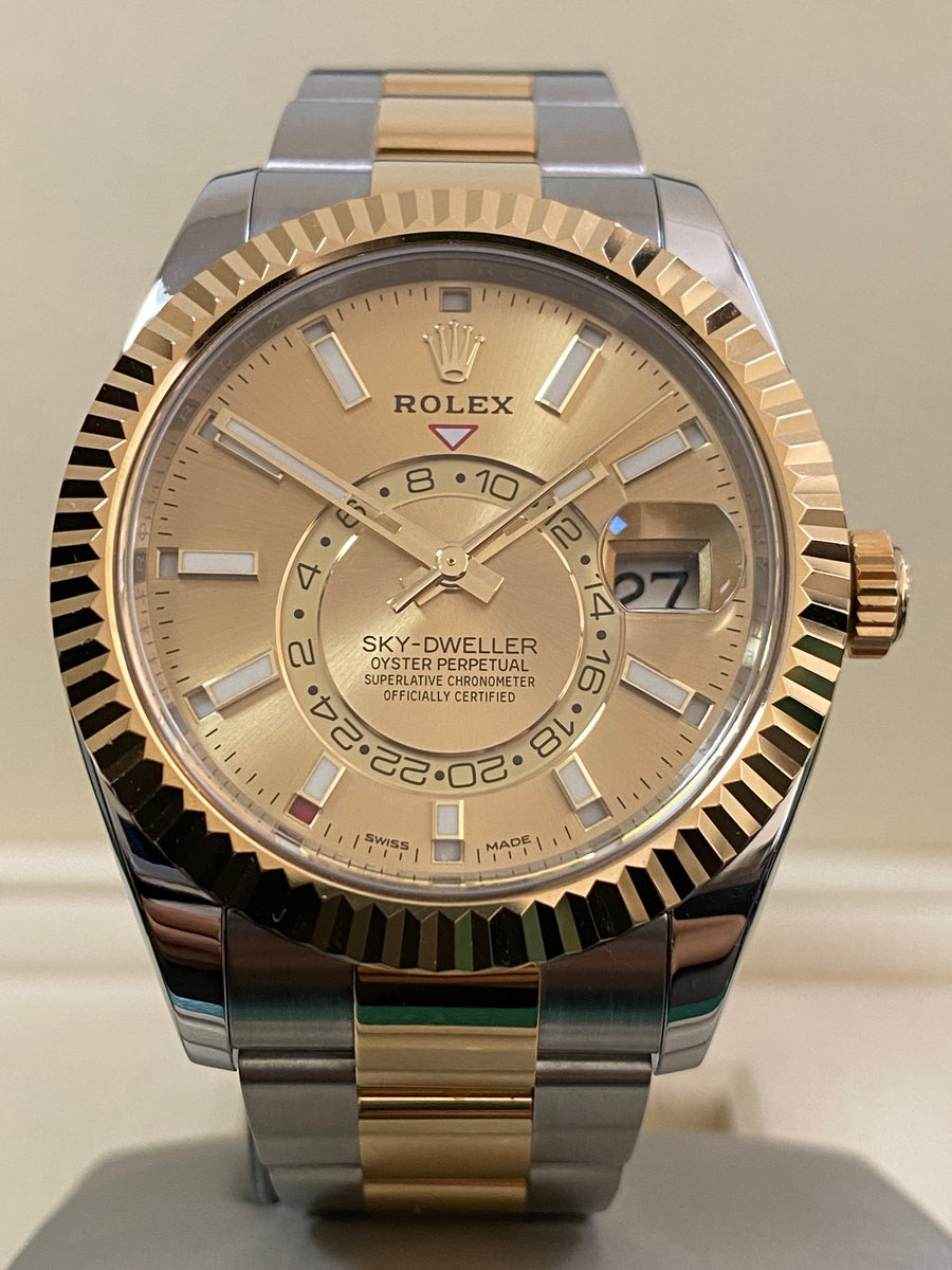 Rolex Yellow Rolesor Sky-Dweller - 2020 - Champagne Dial - Oyster Bracelet - 326933 *FULL SET*