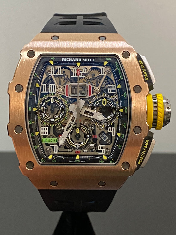 Richard Mille Rose Gold Titanium - 2020 - Chronograph Skeleton Arabic Dial - Rubber Bracelet - RM 11-03 *COMPLETE SET*