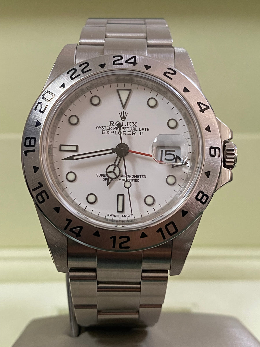 Rolex Steel Oyster Perpetual Explorer II - 2008 - "Polar" White Dial - Mercedes Hand - 16570 *COMPLETE SET*