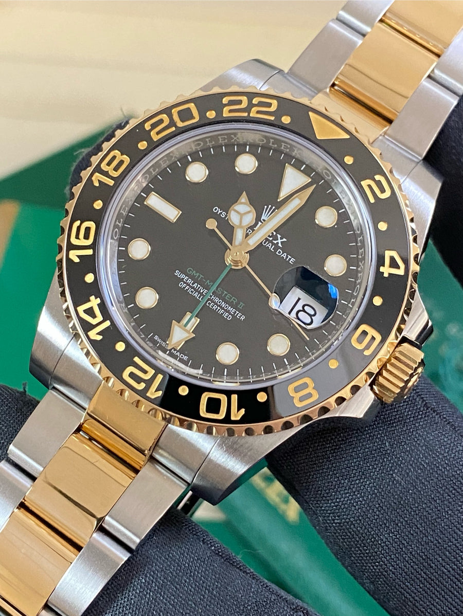 Rolex Steel and Yellow Gold GMT-Master II - 2018 - Black Bezel - Black Dial - Oyster Bracelet - 116713LN *FULL SET*