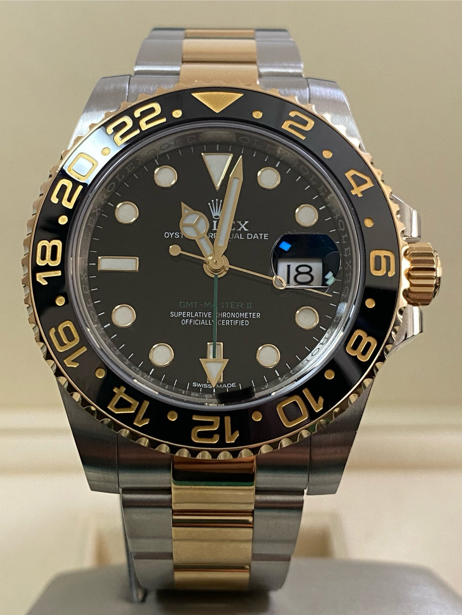 Rolex Steel and Yellow Gold GMT-Master II - 2018 - Black Bezel - Black Dial - Oyster Bracelet - 116713LN *FULL SET*