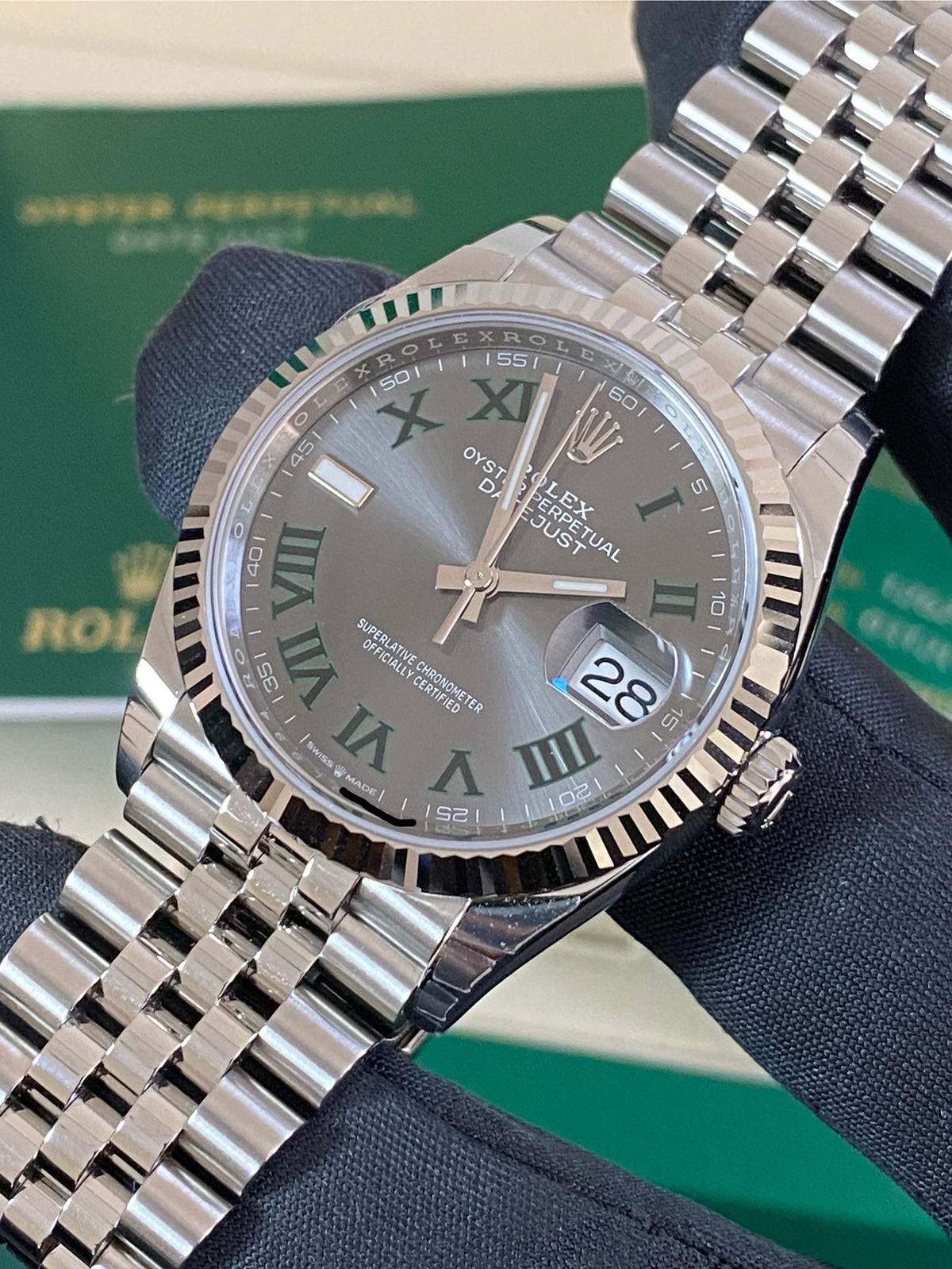 Rolex Steel Datejust 36 - 2024 - Fluted Bezel - "Wimbledon" Dial - Jubilee Bracelet - 126234 *FULL SET*