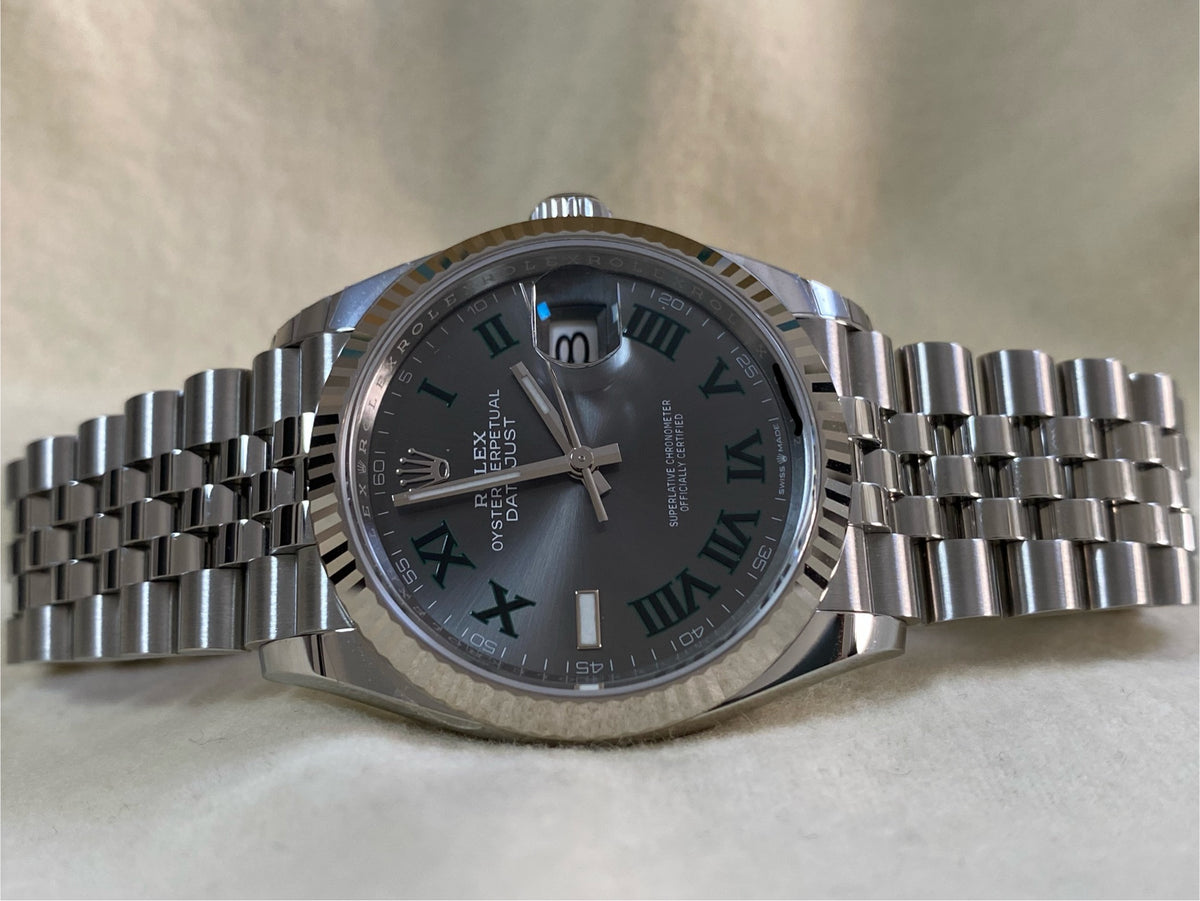 Rolex Steel Datejust 36 - 2024 - Fluted Bezel - "Wimbledon" Dial - Jubilee Bracelet - 126234 *FULL SET*