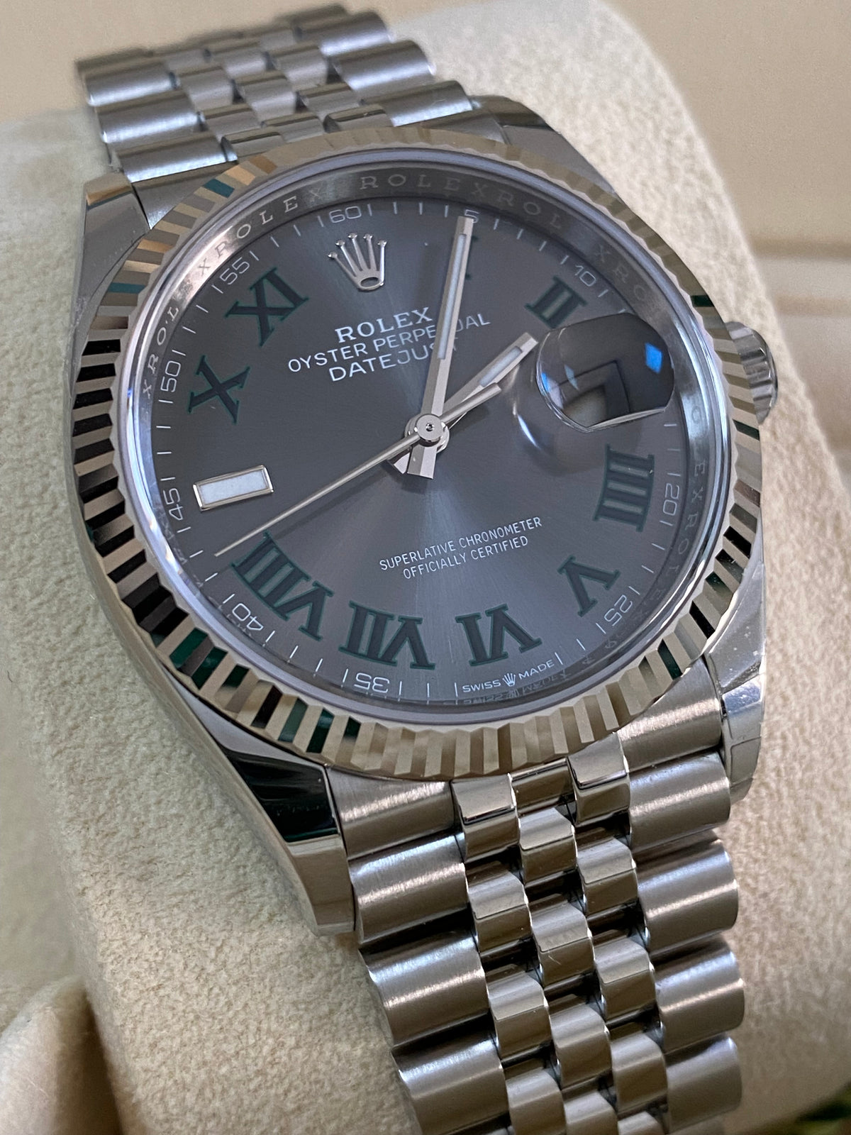 Rolex Steel Datejust 36 - 2024 - Fluted Bezel - "Wimbledon" Dial - Jubilee Bracelet - 126234 *FULL SET*