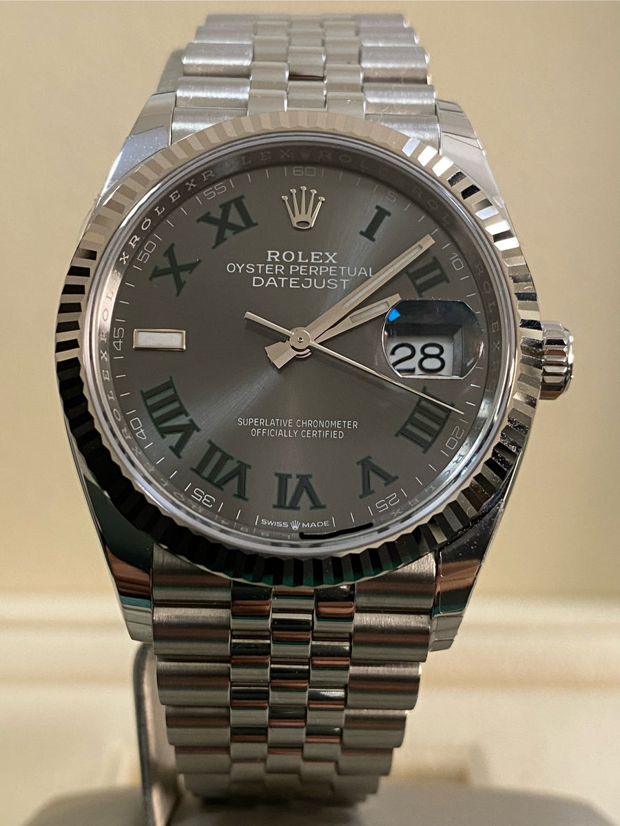 Rolex Steel Datejust 36 - 2024 - Fluted Bezel - "Wimbledon" Dial - Jubilee Bracelet - 126234 *FULL SET*