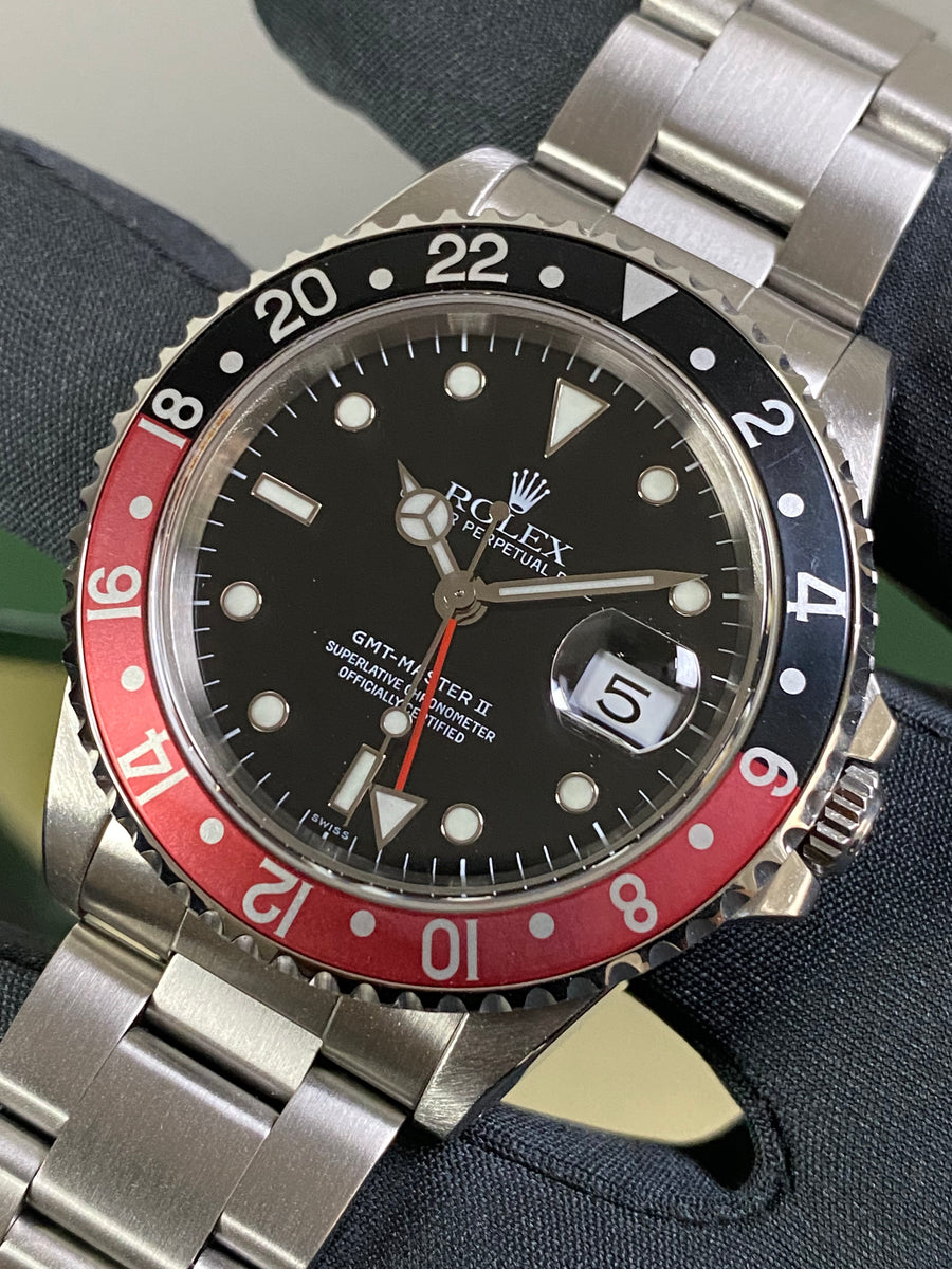 Rolex Steel GMT-Master II - A serial - "Coke" Pre Ceramic Bezel - Black Dial - Oyster Bracelet - 16710