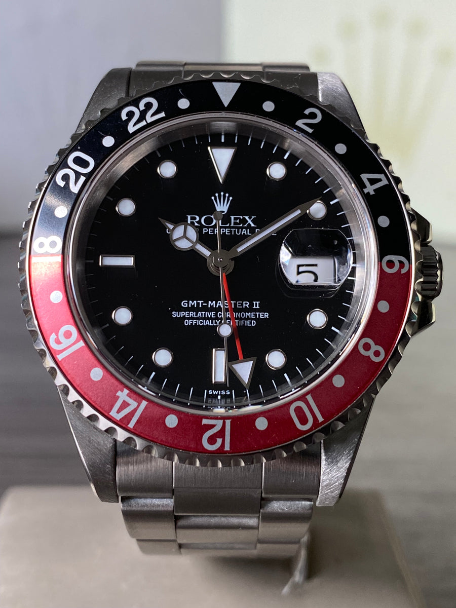 Rolex Steel GMT-Master II - A serial - "Coke" Pre Ceramic Bezel - Black Dial - Oyster Bracelet - 16710