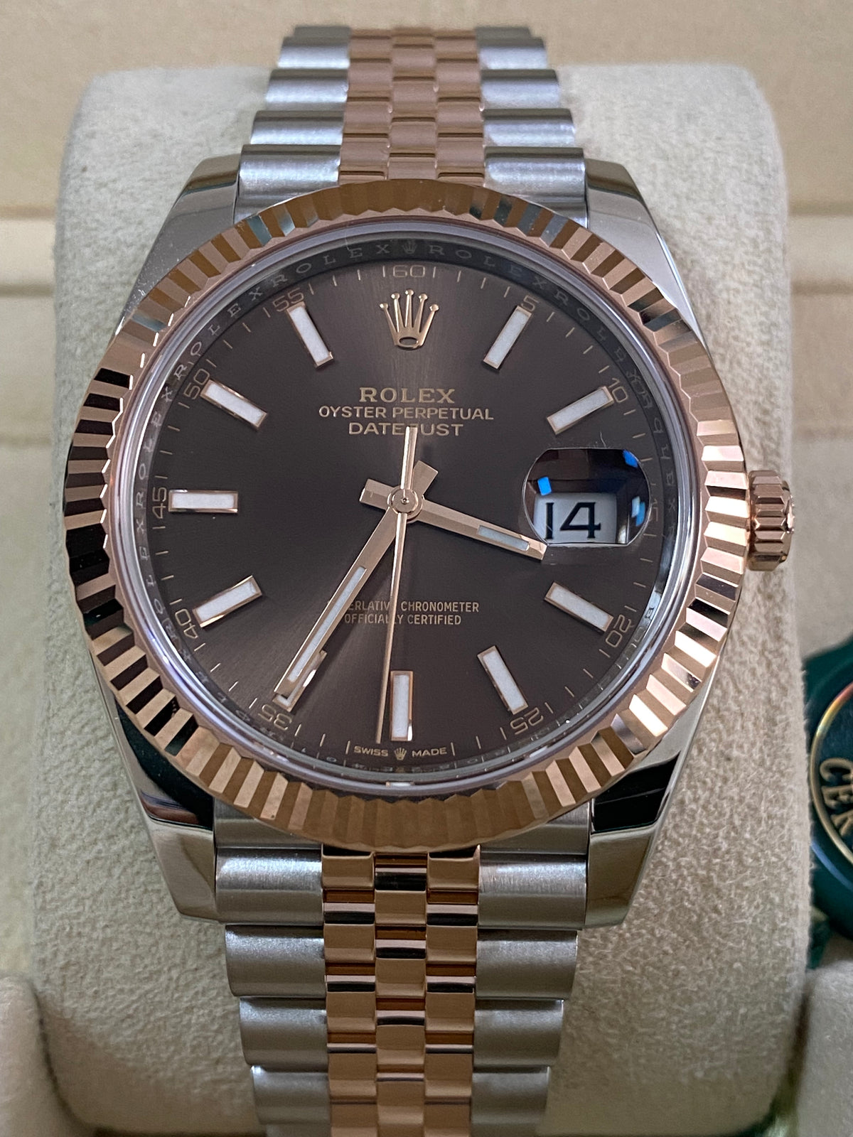 Rolex Steel and Everose Gold Datejust 41 - 2022 - Fluted Bezel - Chocolate Index Dial - Jubilee Bracelet - 126331 *FULL SET*