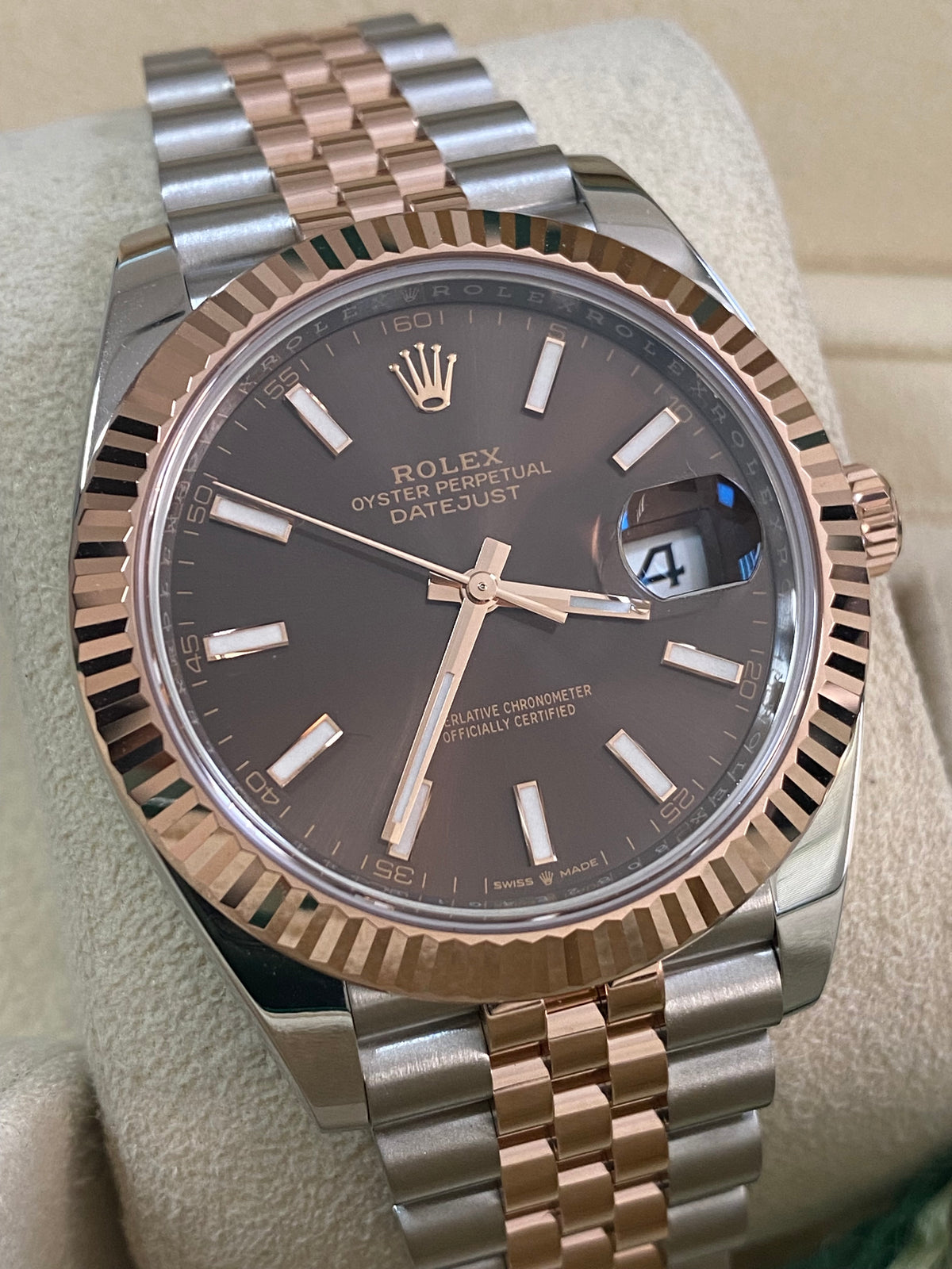 Rolex Steel and Everose Gold Datejust 41 - 2022 - Fluted Bezel - Chocolate Index Dial - Jubilee Bracelet - 126331 *FULL SET*