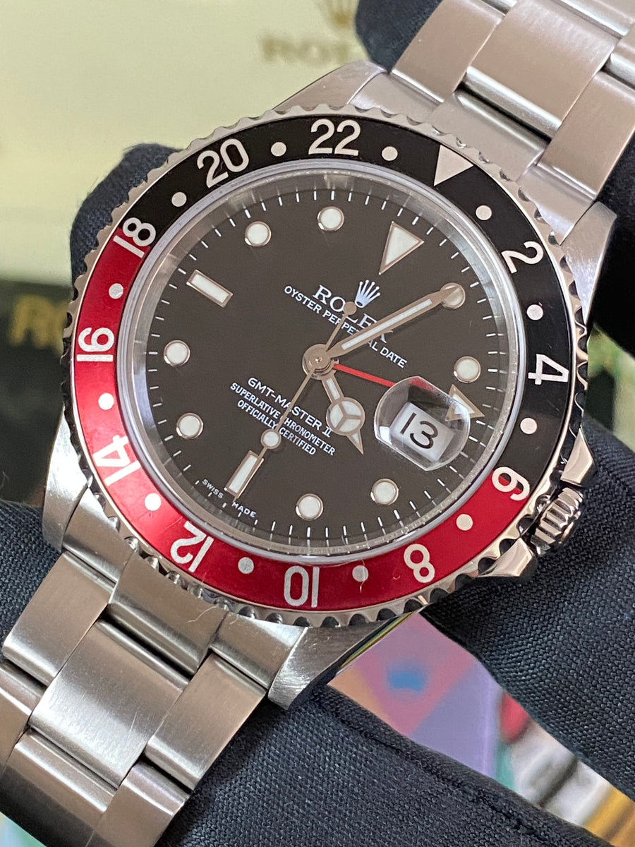 Rolex Steel GMT-Master II - D serial - "Coke" No Holes - Oyster Bracelet - 16710 *FULL SET*