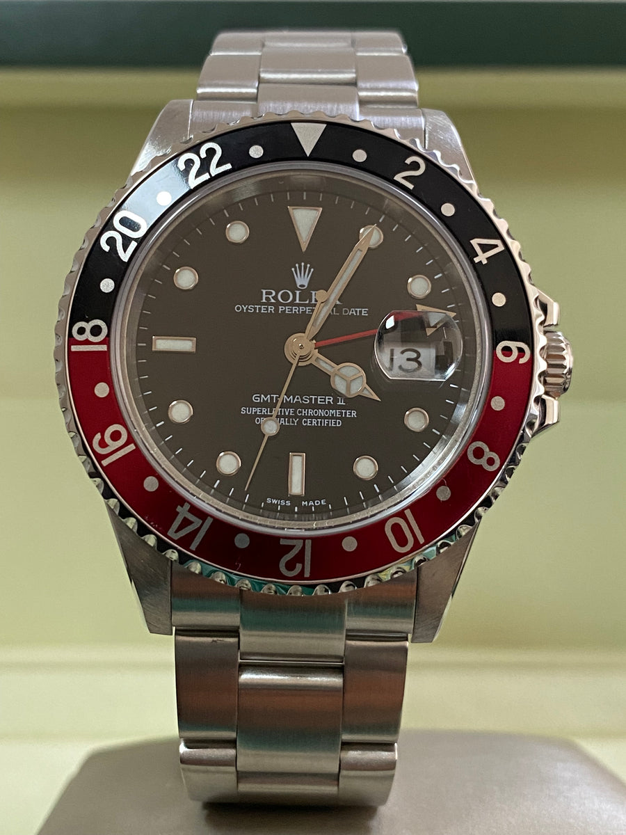 Rolex Steel GMT-Master II - D serial - "Coke" No Holes - Oyster Bracelet - 16710 *FULL SET*