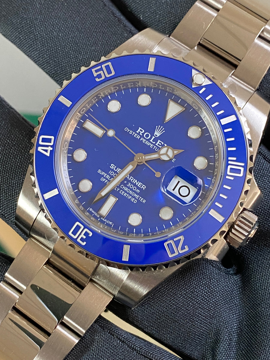 Rolex White Gold Submariner Date - 2018 - "Smurf" - Blue Bezel - Blue Dial - 116619LB *FULL STICKERS*