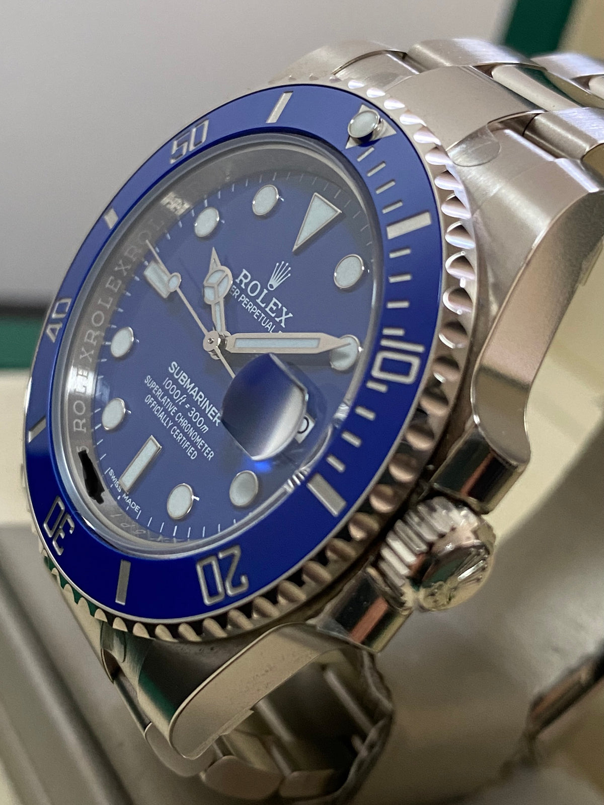 Rolex White Gold Submariner Date - 2018 - "Smurf" - Blue Bezel - Blue Dial - 116619LB *FULL STICKERS*