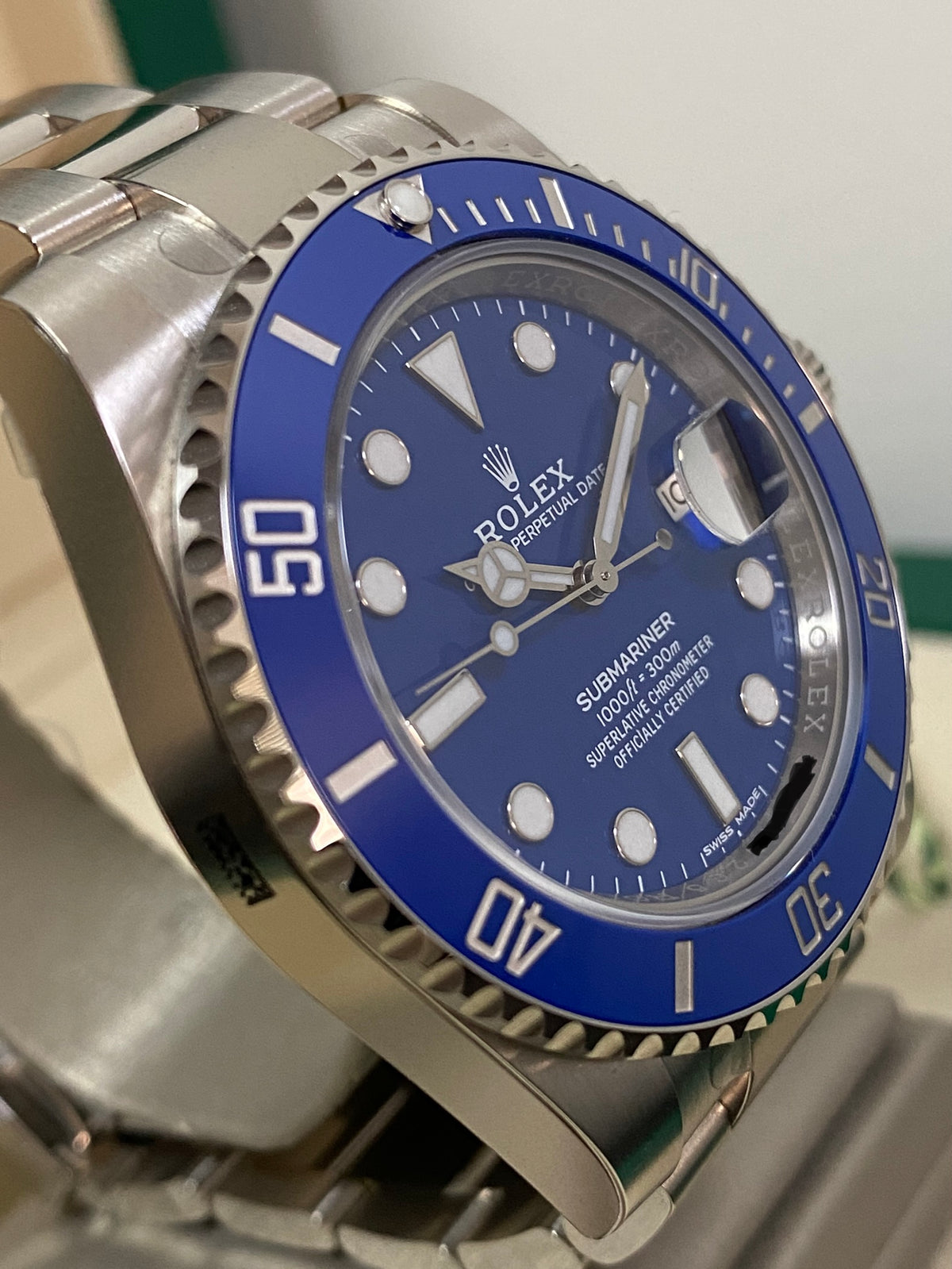 Rolex White Gold Submariner Date - 2018 - "Smurf" - Blue Bezel - Blue Dial - 116619LB *FULL STICKERS*