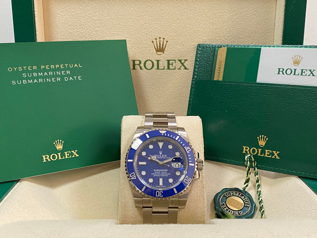 Rolex White Gold Submariner Date - 2018 - "Smurf" - Blue Bezel - Blue Dial - 116619LB *FULL STICKERS*