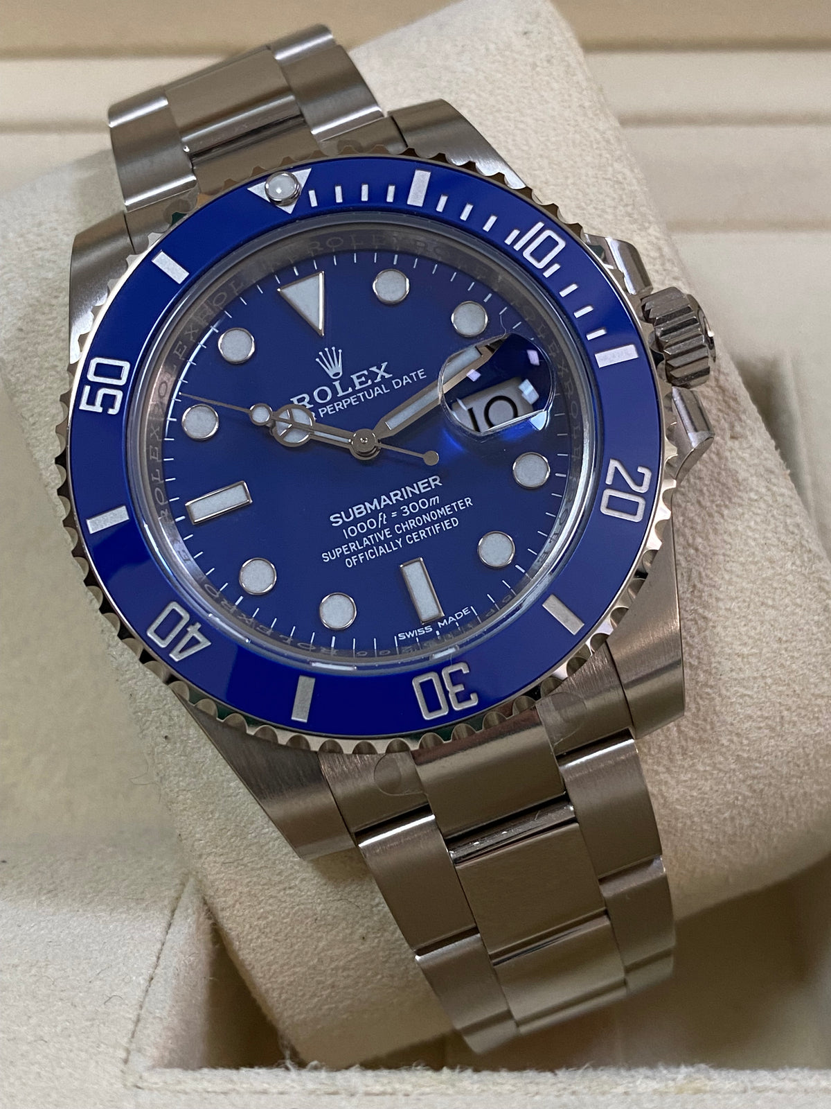 Rolex White Gold Submariner Date - 2018 - "Smurf" - Blue Bezel - Blue Dial - 116619LB *FULL STICKERS*