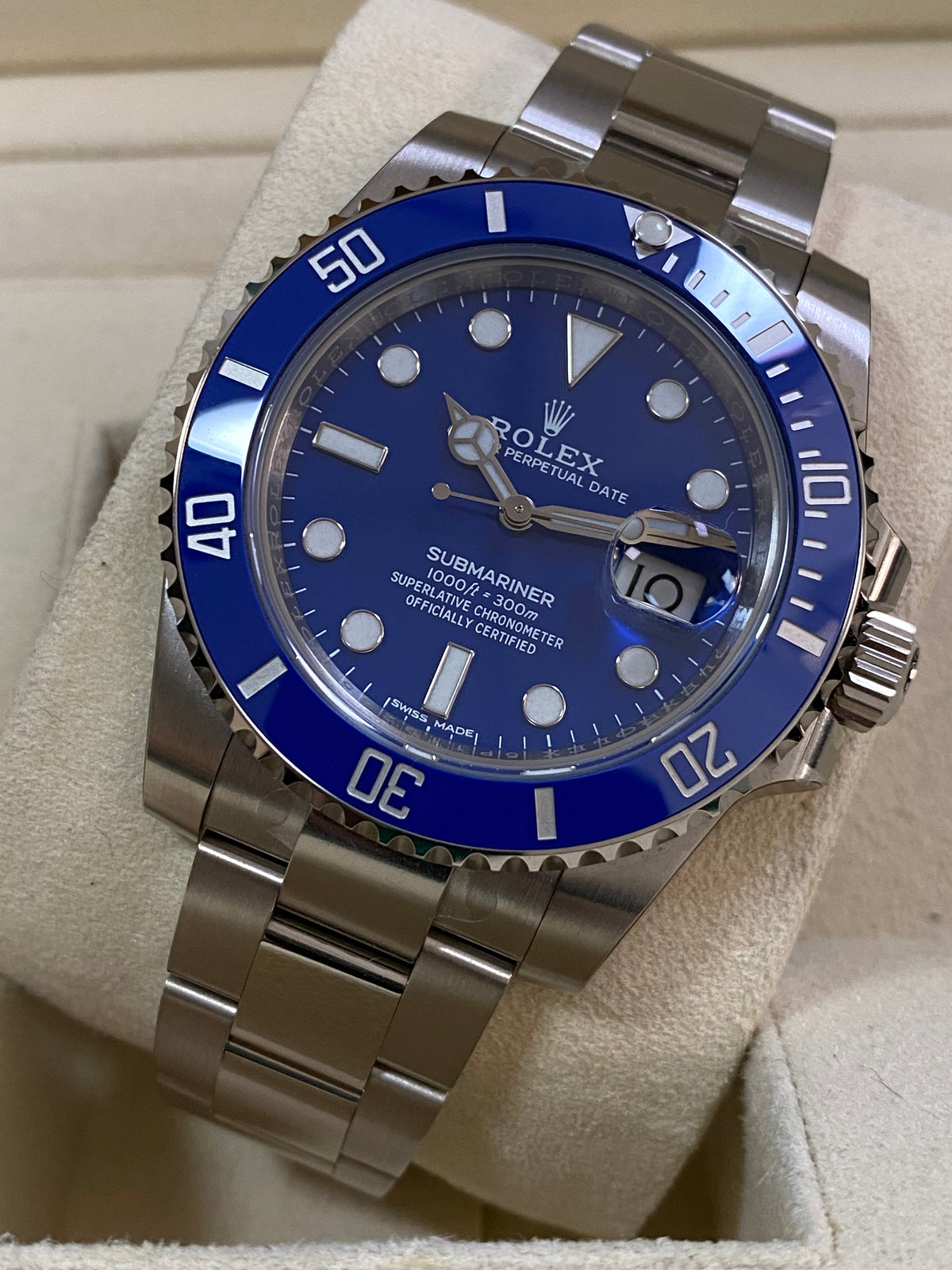 Rolex White Gold Submariner Date - 2018 - "Smurf" - Blue Bezel - Blue Dial - 116619LB *FULL STICKERS*