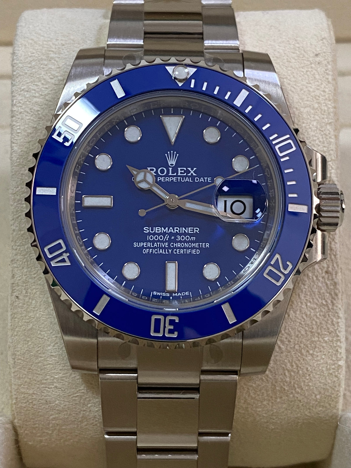 Rolex White Gold Submariner Date - 2018 - "Smurf" - Blue Bezel - Blue Dial - 116619LB *FULL STICKERS*