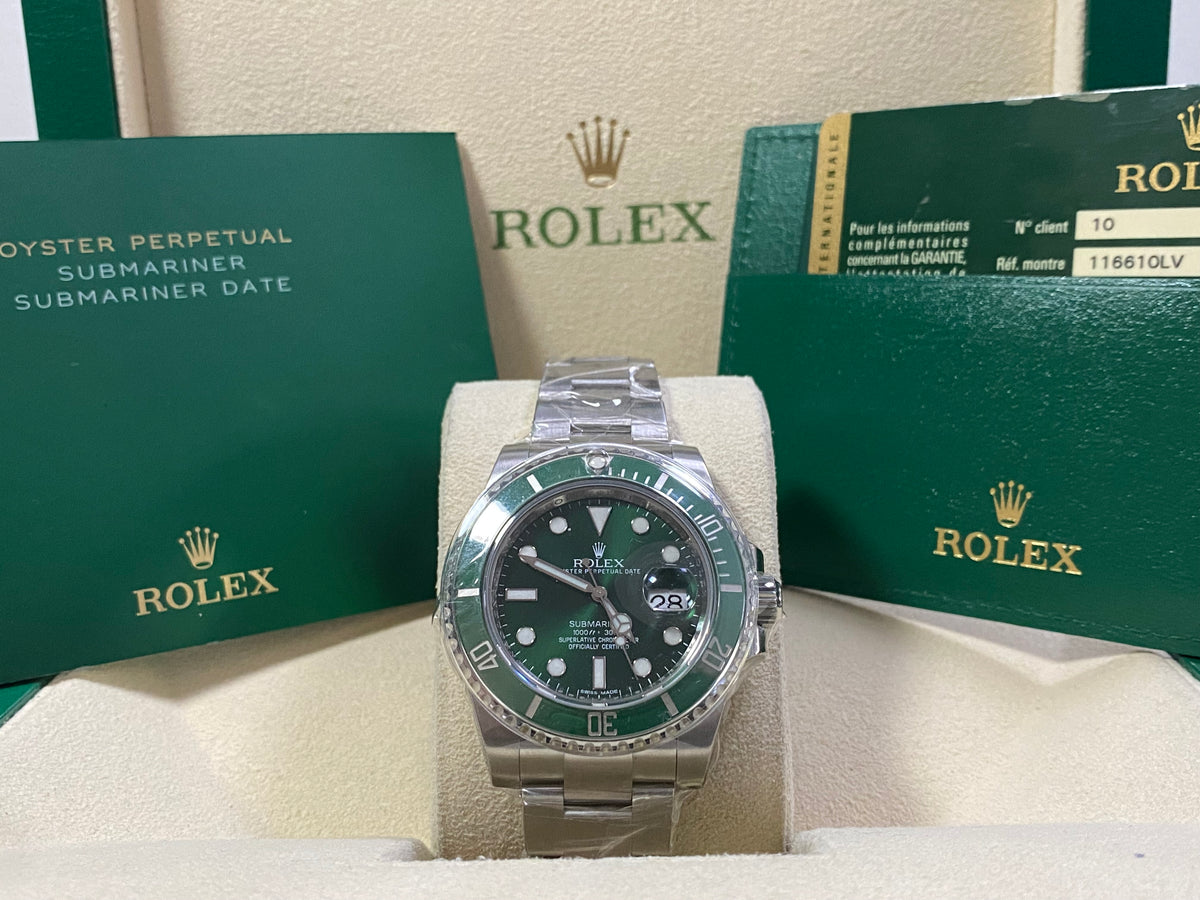 Rolex Steel Submariner Date - 2012 - "Hulk" - Green Dial - 116610LV NEW OLD STOCK - Full Stickers