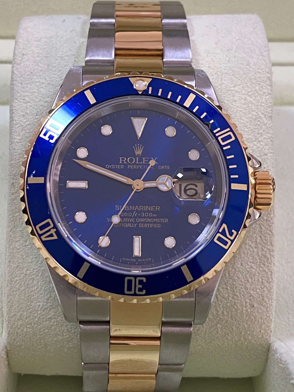 Rolex Steel and Gold Rolesor Submariner Date - D Serial - Blue Dial - Pre Ceramic Blue Bezel - 16613