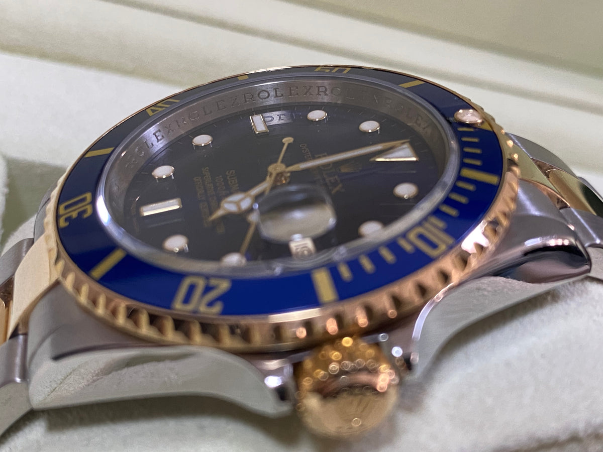 Rolex Steel and Gold Submariner Date - M Serial - Blue Dial - Pre Ceramic Blue Bezel - 16613